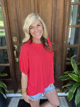 Load image into Gallery viewer, Red Mineral Wash Pocket Ribbed Top
