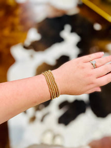 Set of 5 Small Gold Beaded Stretch Bracelets