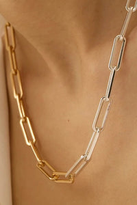 Tarnish Resistant 18K Stainless Steel Split Metal Paperclip Necklace