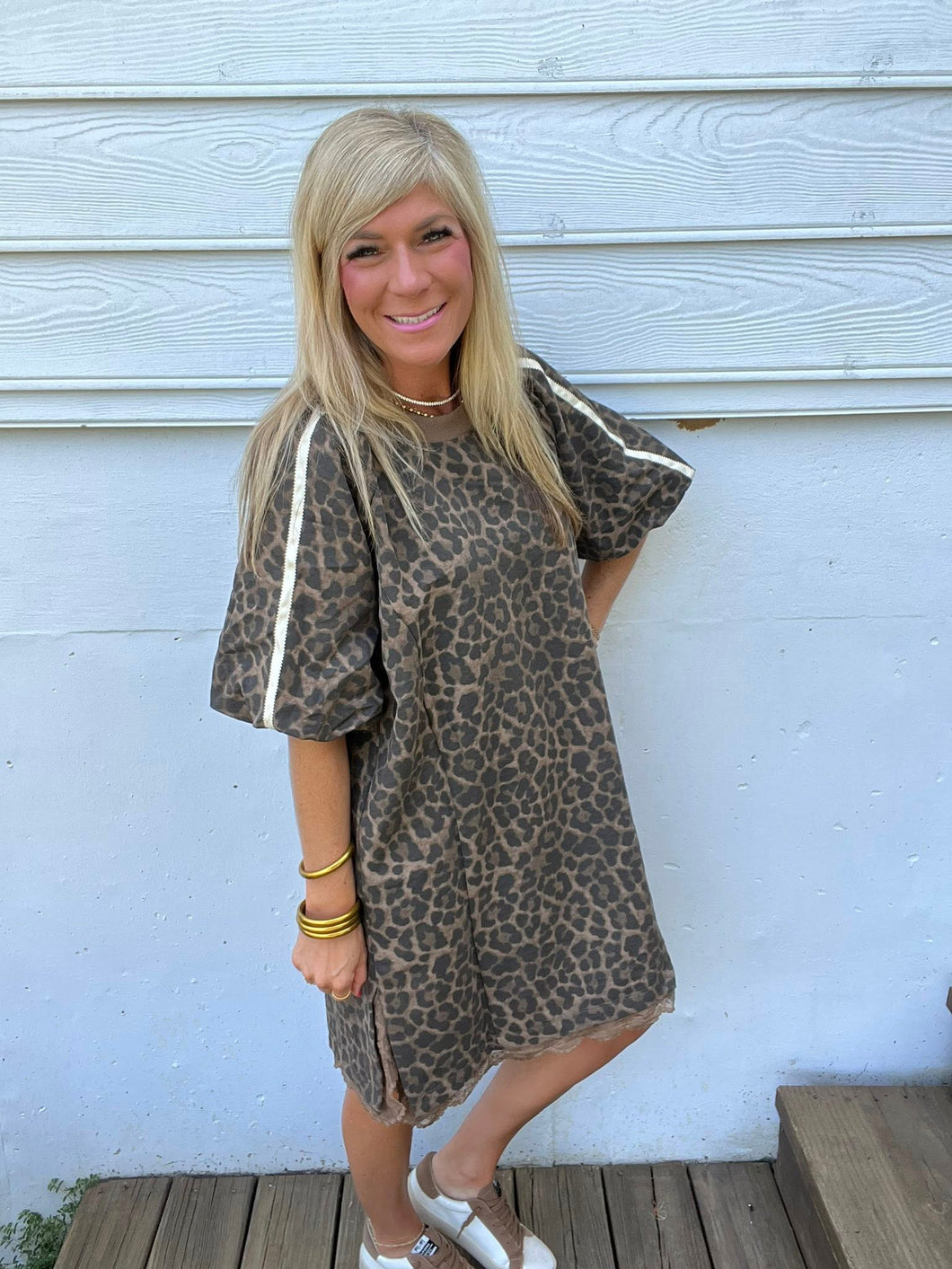 Leopard Puff Sleeve Dress