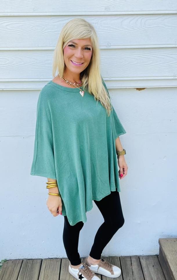 Easel Basil Oversized Top with Heart Detail