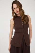 Load image into Gallery viewer, Chocolate Round Neck Button Down Sleeveless Knit Vest

