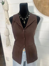 Load image into Gallery viewer, Chocolate Round Neck Button Down Sleeveless Knit Vest
