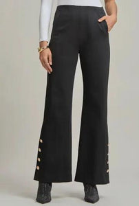 Black Gala Button Hem Flare Pants