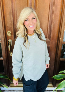 Sage Pocket Slit Pullover