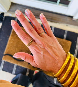 Water Resistant Gold Beaded Ring with CZ