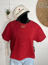 Load image into Gallery viewer, Crimson Red Razorback Embroidered Boxy Crop by Gameday Social
