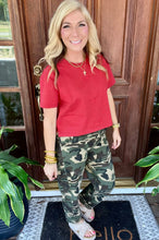 Load image into Gallery viewer, Crimson Red Razorback Embroidered Boxy Crop by Gameday Social
