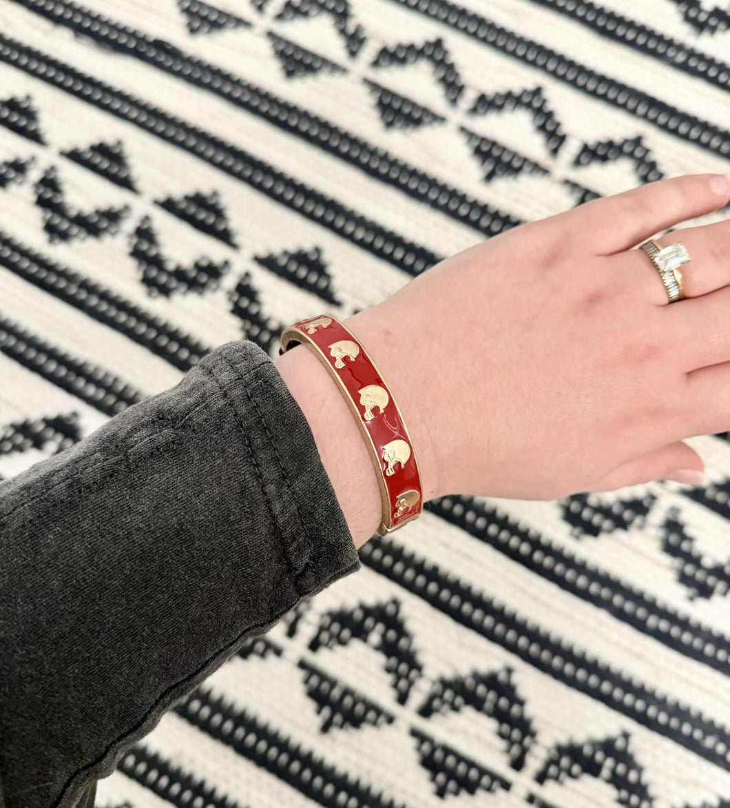 Red Game Day Helmet Hinge Bangle