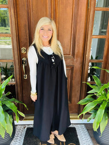 Black Bow Detail Wide Leg Jumpsuit