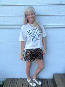 Leopard French Terry Side Seam Shorts