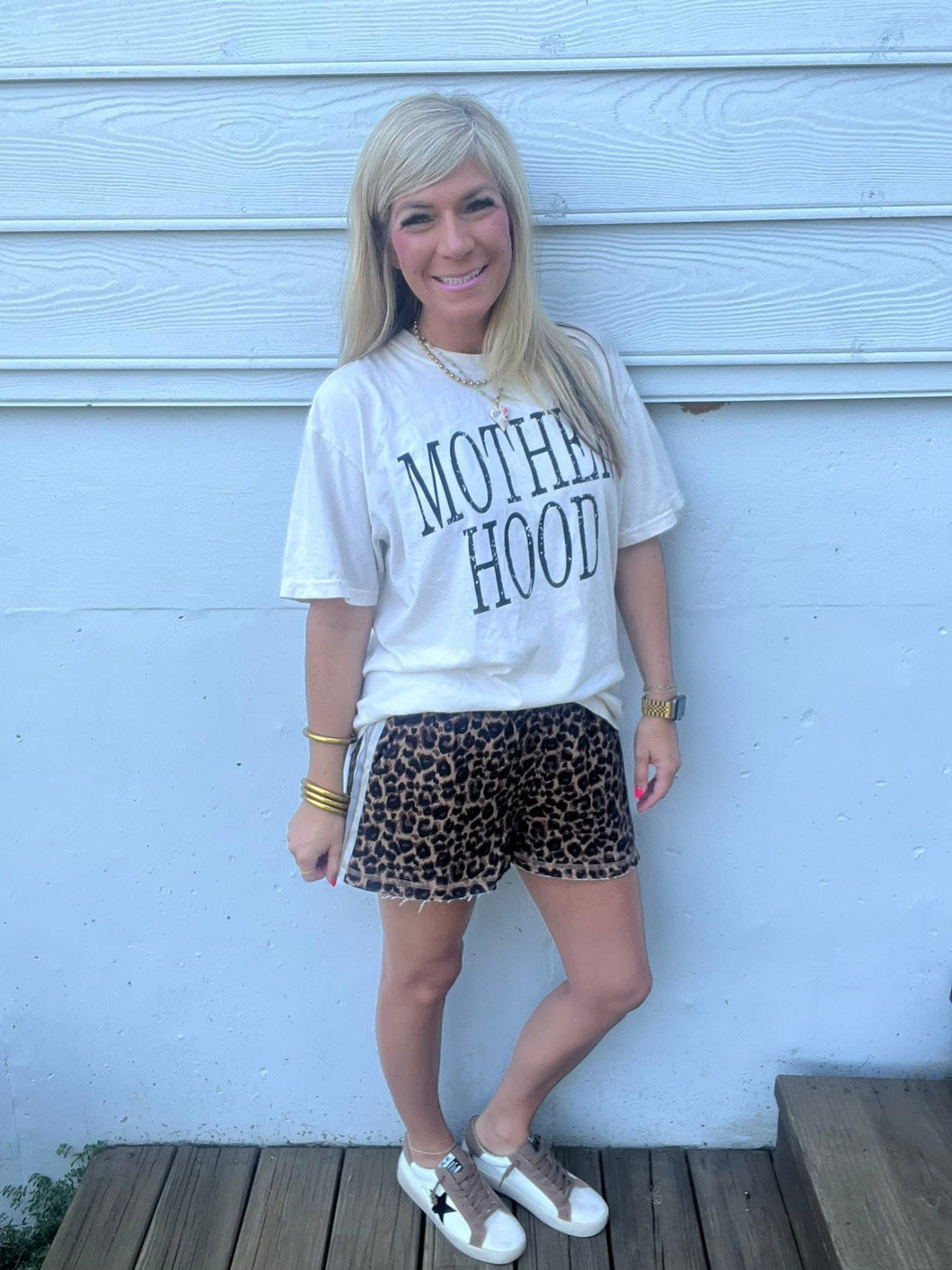 Leopard French Terry Side Seam Shorts