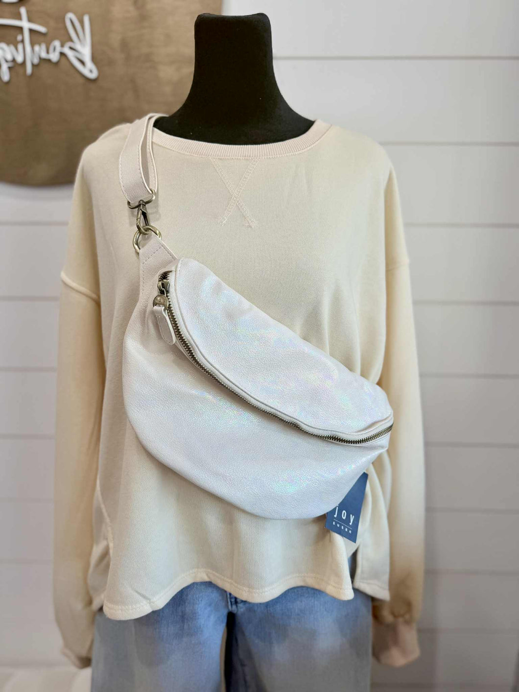 White Holographic Twyla Sling/Belt Bag by Joy Susan