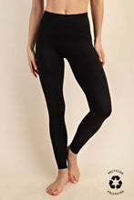 Load image into Gallery viewer, Black YOGA BAND Baby Suede Full Length Leggings WITH 2 LINE YOGA STRETCH
