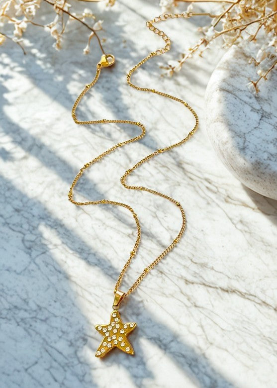 Pentagram Sparkle Necklace- Tarnish Resistant