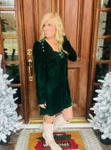 Load image into Gallery viewer, Pearl Embellished V-neck Long Sleeve Dress
