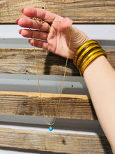 Load image into Gallery viewer, Gold Threader Necklace with Turquoise Charm
