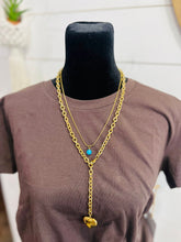 Load image into Gallery viewer, Gold Threader Necklace with Turquoise Charm
