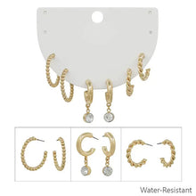Load image into Gallery viewer, Water Resistant Small Hoop Earring Set - Set of 3
