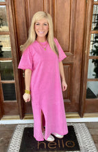 Load image into Gallery viewer, Pink Washed French Terry Maxi T-shirt Dress by Easel
