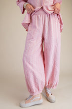 Load image into Gallery viewer, Pink Linen Striped Aladdin Pants by Easel
