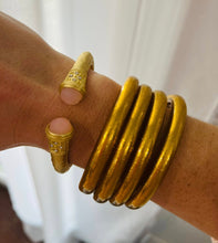 Load image into Gallery viewer, Hammered Matte Gold Open Cuff Bangle
