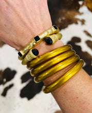 Load image into Gallery viewer, Hammered Matte Gold Open Cuff Bangle
