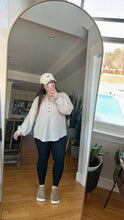 Load image into Gallery viewer, Oatmeal Brushed Knit Henley Top
