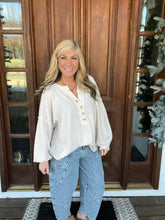 Load image into Gallery viewer, Oatmeal Brushed Knit Henley Top
