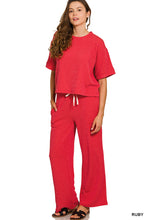 Load image into Gallery viewer, Raised Ribbed Boxy Top/Wide Leg Pants Set
