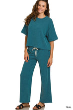 Load image into Gallery viewer, Raised Ribbed Boxy Top/Wide Leg Pants Set
