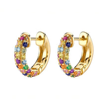 Load image into Gallery viewer, Rainbow Gemstone Huggie Hoop Earrings
