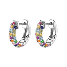 Load image into Gallery viewer, Rainbow Gemstone Huggie Hoop Earrings
