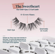 Load image into Gallery viewer, Sticktionary Pre-Glued Sweetheart Lashes by FlutterHabit - Set of 5 Pairs
