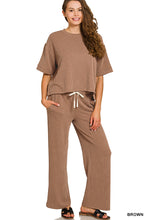 Load image into Gallery viewer, Raised Ribbed Boxy Top/Wide Leg Pants Set
