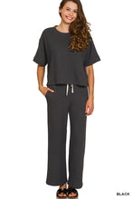 Load image into Gallery viewer, Raised Ribbed Boxy Top/Wide Leg Pants Set
