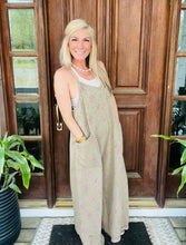 Load image into Gallery viewer, Floral Print Mineral Wash Wide Leg Jumpsuit by Easel
