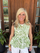 Load image into Gallery viewer, Matcha Animal Print Ruffle Peplum Top by Entro
