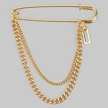Load image into Gallery viewer, Layered Chain Safety Pin Brooch
