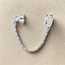 Load image into Gallery viewer, Double Piercing Embellished Drop Chain Hoop with Stud
