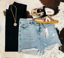 Load image into Gallery viewer, Judy Blue Light Wash Rigid Magic Distressed Dad Shorts
