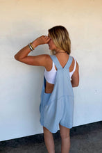 Load image into Gallery viewer, Baby Blue Stretchy Beach Romper by Blakeley Designs
