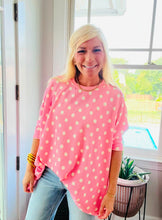 Load image into Gallery viewer, Polka Dot Raised Ribbed Dolman Oversized Top

