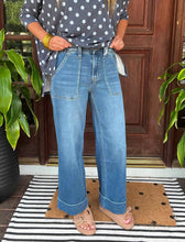 Load image into Gallery viewer, Vervet Super Soft Extreme Stretch Cuffed Wide Leg Crop Jeans
