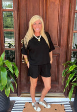 Load image into Gallery viewer, Black Scuba Boxy Top &amp; Shorts Set
