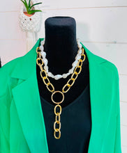 Load image into Gallery viewer, Pearl Beaded Necklace &amp; Chunky Gold Drop Chain Necklace Set
