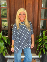 Load image into Gallery viewer, Polka Dot Raised Ribbed Dolman Oversized Top
