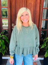 Load image into Gallery viewer, Long Sleeve Ruffle Detail Long Sleeve Top
