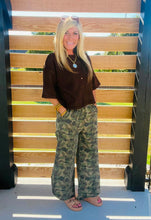 Load image into Gallery viewer, Camo Tulip Hem Relaxed Fit Jean
