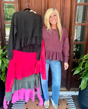 Load image into Gallery viewer, Long Sleeve Ruffle Detail Long Sleeve Top
